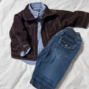 Kenneth Cole Brown Jean Jacket with Blue Shirt